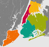 Fototapeta  - Boroughs of New York City - outline map.