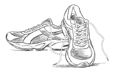 handmade sneakers sports shoe vector sketch illustration