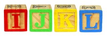 I J K L Wooden Toy Letter Blocks Isolated On White