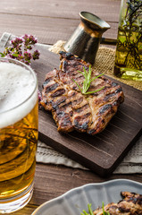 Wall Mural - Grilled pork meat with beer