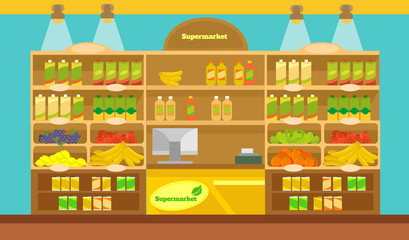 Wall Mural - vector supermarket flat illustration