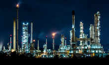 Oil Refinery At Night