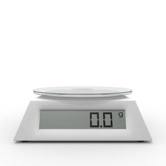 Kitchen scales on a white background