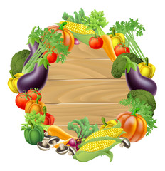 Wall Mural - Vegetables Wooden Sign