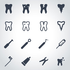 Poster - Vector black dental icon set