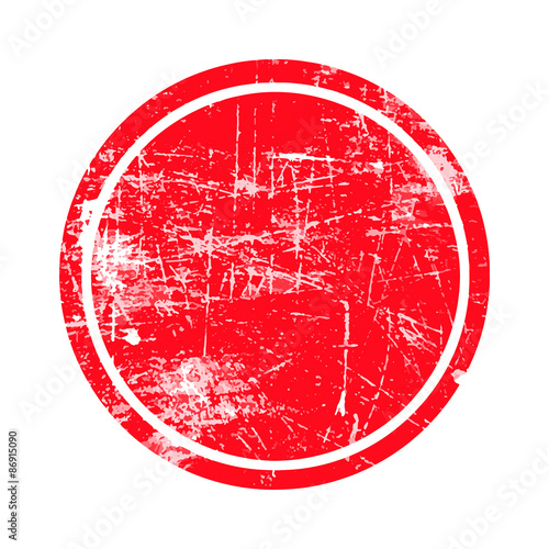 Fotografía red circle grunge stamp with blank isolated on white background.
