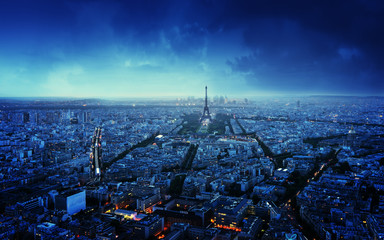 Poster - Paris skyline at sunset, France