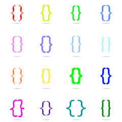 Wall Mural - curly bracket icon colored set