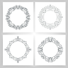 Wall Mural - round calligraphic frame, monogram