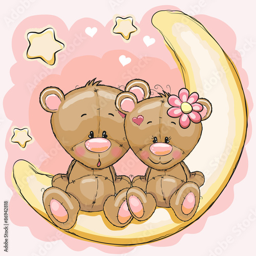 Obraz w ramie Two Bears on the moon