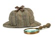 Sherlock Holmes Deerstalker Cap And Vintage Magnifying Glass Iso
