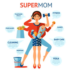 Wall Mural - Super Mom Concept