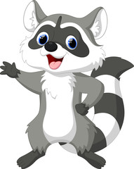 Wall Mural - Cute raccoon cartoon waving