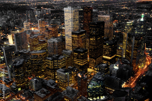 Plakat na papierze fotorealistycznym Widok z lotu ptaka na toronto, Kanada w nocy