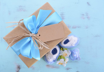 Wall Mural - Baby shower Its a Boy natural wrap gift