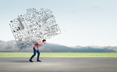 Wall Mural - Man carrying ideas