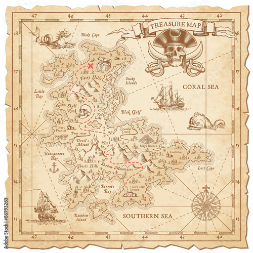 Hi detail Vector Treasure Map