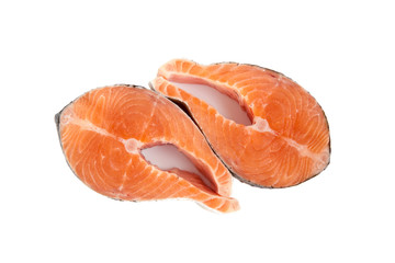 two raw salmon steakes