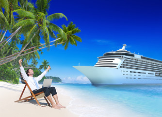 Wall Mural - Businessman Relaxation Vacation Outdoors Beach Concept