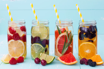 Wall Mural - Detox fruit infused flavored water. Refreshing summer homemade cocktail