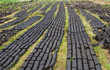 closeup of peat bog field ready for cultivation in Ireland