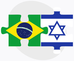 Wall Mural - Brazil and Israel Flags