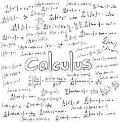 calculus law theory and mathematical formula equation, doodle handwriting vector