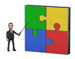 © 3dddcharacter - businessman with pointer at big puzzle