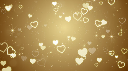 Wall Mural - gold hearts and stars