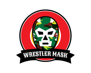 wrestler with mask emblem logo