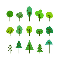 Poster - Different tree silhouettes isolated on white. Design elements cl