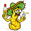 Drunk cartoon tequila worm. Vector illustration
