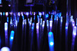 Defocused blue and purple LED lights and bokeh