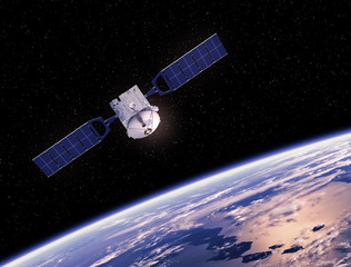 Wall Mural - satellite orbiting earth