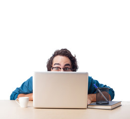 Poster - surprised businessman with laptop