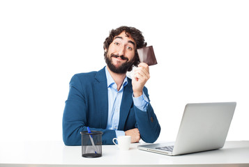 Poster - businessman with laptop and wallet