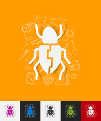 Poster - beetle paper sticker with hand drawn elements