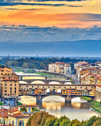 Naklejka - mata magnetyczna na lodówkę Bridges over Arno river in Florence