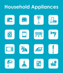  Set of household appliances simple icons