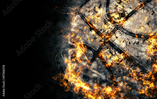 Foto  Basketball Hintergrund. Feuer-Illustration.