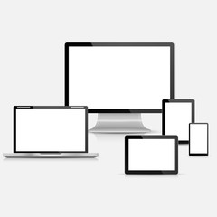Poster - Set of laptop, tablet, monitor, mobile phone