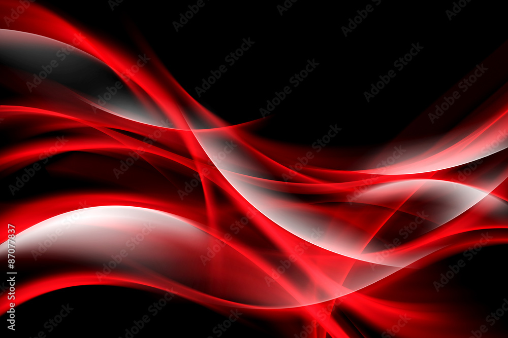 Creative Art Red Light Fractal Waves Abstract Background - obrazy, fototapety, plakaty 
