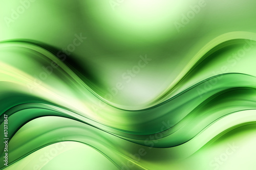 Naklejka na drzwi Green Fractal Waves Art Abstract Background