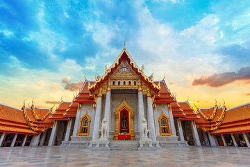 Canvas Print - Wat Benchamabophit - the Marble Temple in Bangkok, Thailand 