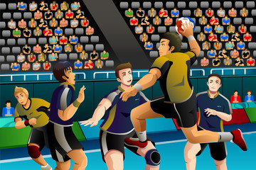 Poster - People Playing Handball in the Competition