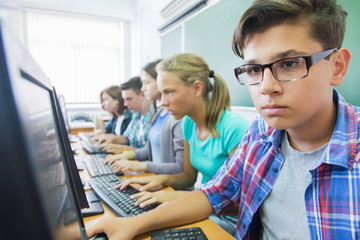 Wall Mural -  young people in computing class