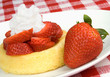 Strawberry Shortcake with Whipped Cream – Fresh sliced strawberries on a shortcake, with whipped cream on top. 