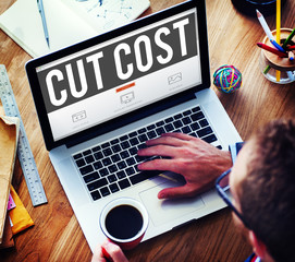Canvas Print - Cut Cost Reduce Recession Deficit Economy FInance Concept