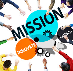 Wall Mural - Mission Innovate Launch Success Goal Concept