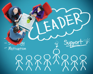 Wall Mural - Leader Support Teamwork Strategy Motivation Concept
